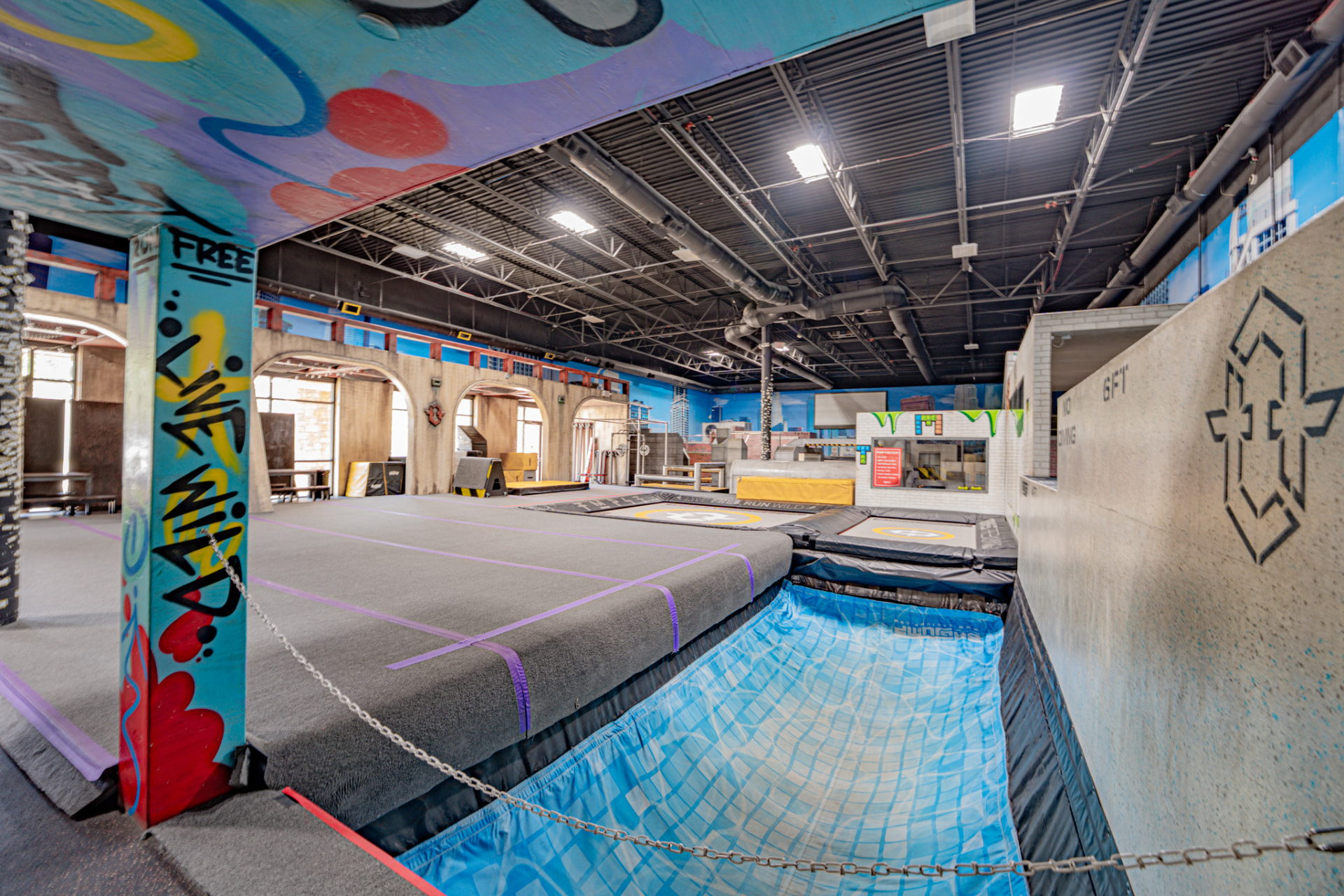 Tempest Freerunning Academy — foam pit and tramp deck
