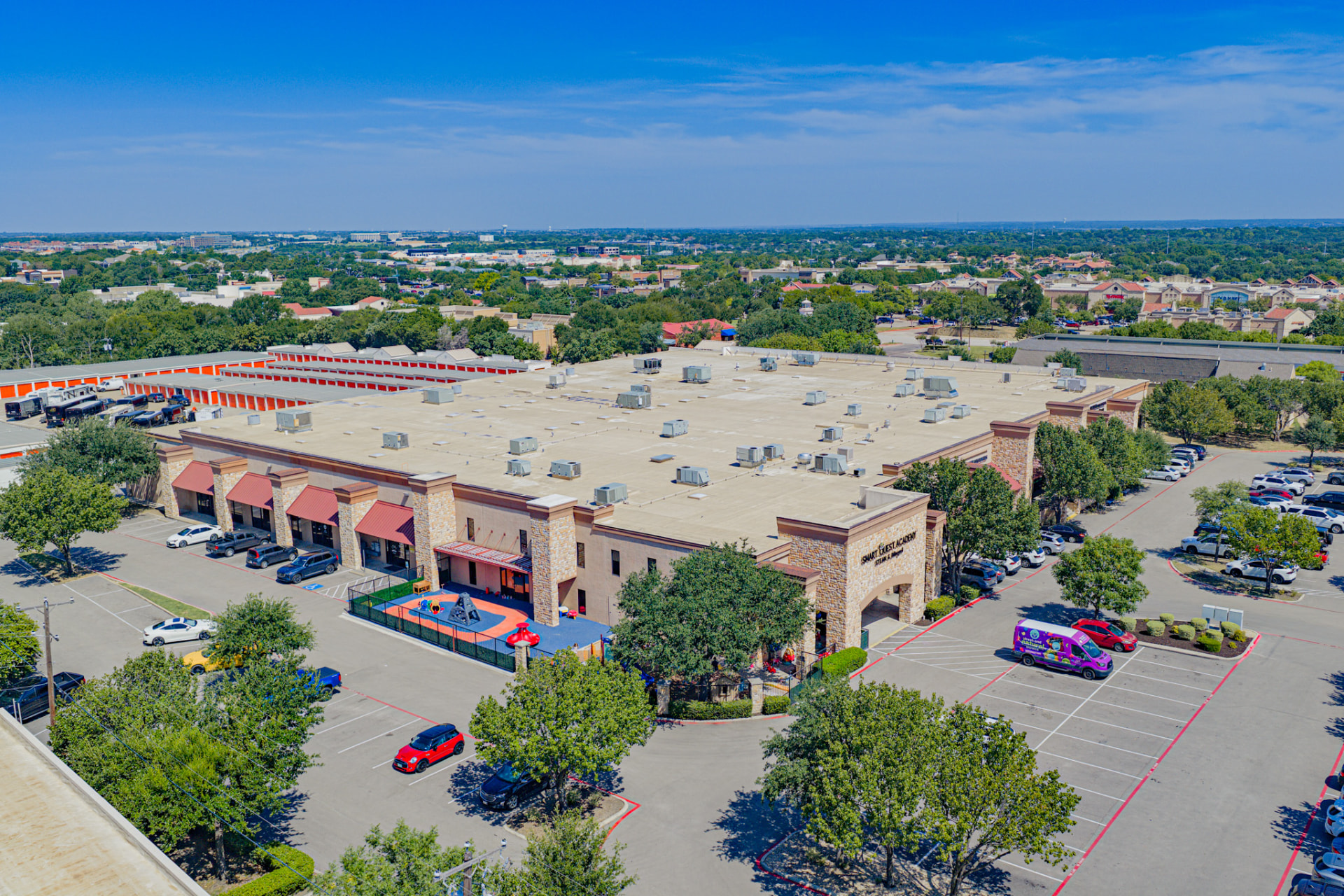Aerial view of Southlake Commons retail center and surrounding trade area