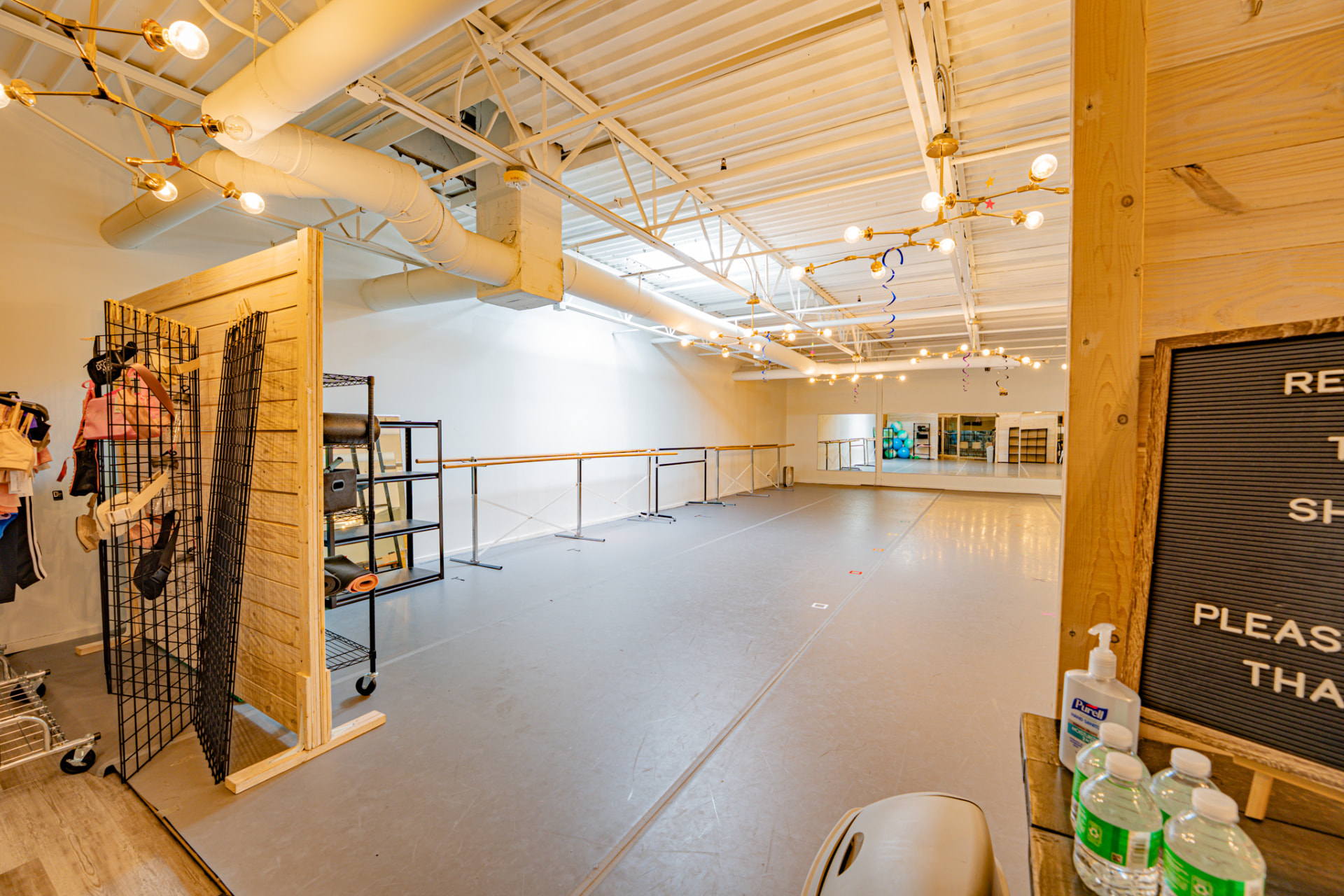 Dance and movement studio with barre wall
